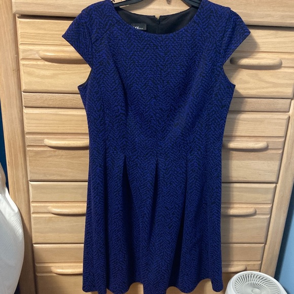Alyx Dresses & Skirts - Alyx Women's Mini Dress in Deep Blue Black Print cap sleeves Large